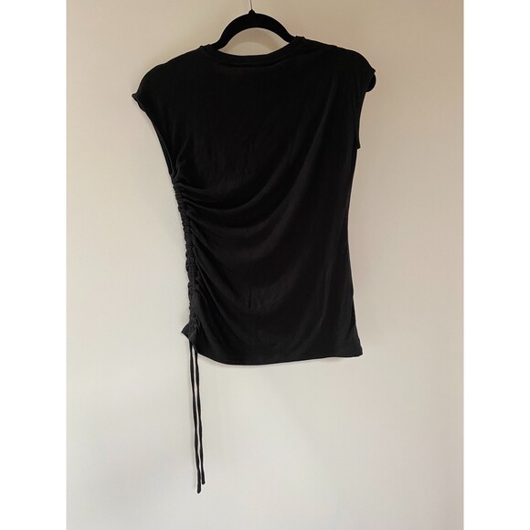Banana Republic NWT Black Top Crew Neck Rouched Side Detail  Size XXS - Picture 5 of 5